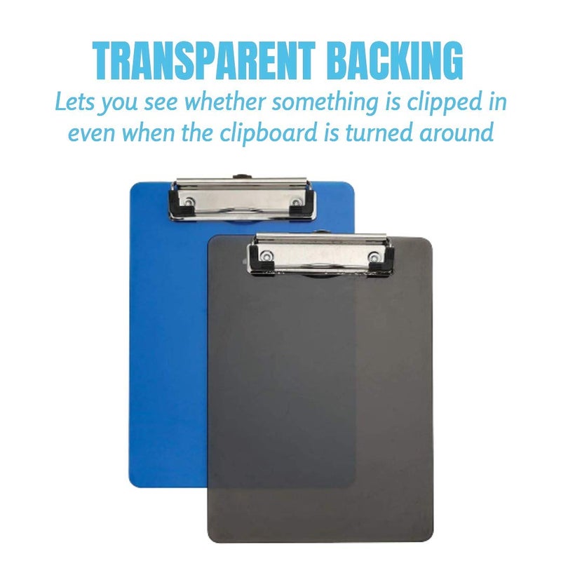 1InTheOffice Small Clipboards 6x9 Plastic Memo Size  Translucent Blue/Translucent Black  6 x 9 Clip Board- Mini  (2) - Image 4